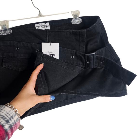 Princess Polly Sz10 NWT SuperShort black JeanSkirts with Wide Belt Sexy Stunning - Picture 9 of 16